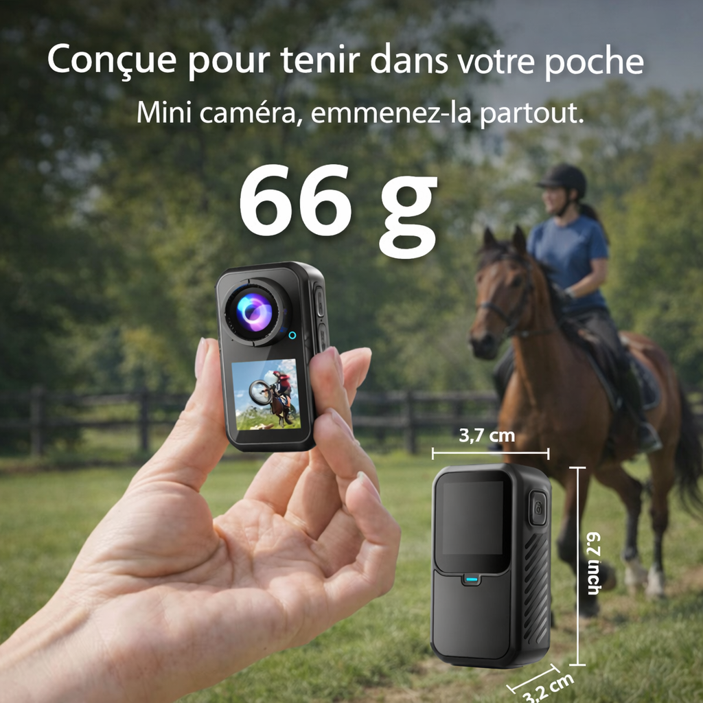 EquiShot™ – Caméra 5K Miniature pour Cavaliers (POV Ultra-Stable)