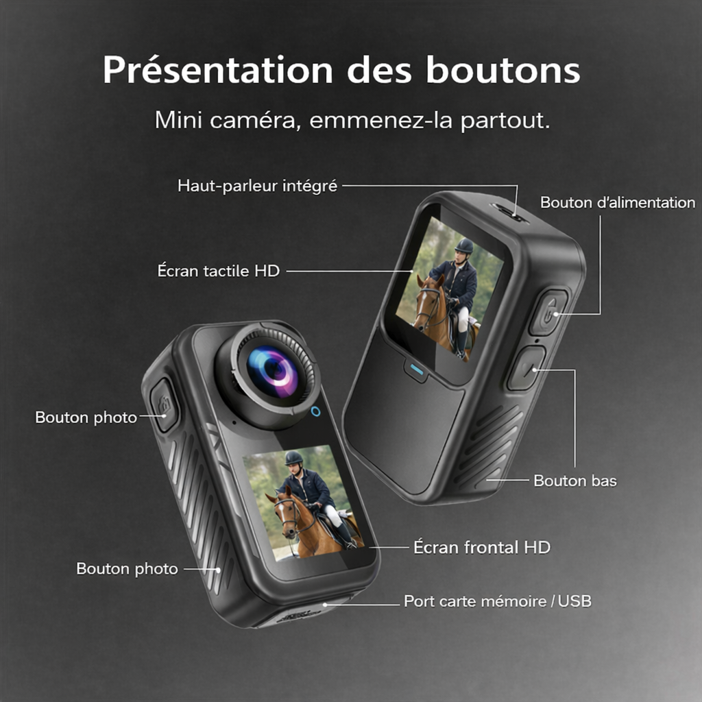 EquiShot™ – Caméra 5K Miniature pour Cavaliers (POV Ultra-Stable)
